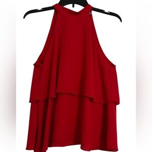 Zara TRF Collection Red Ruffle Sleeveless Halter Top Tied on Back in Size XS